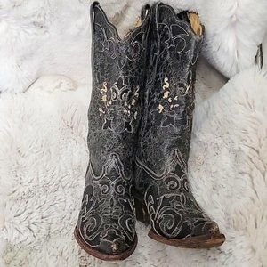 Corral Vintage Goatskin Cowboy Boots  Western Boots sz8.5 Black